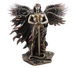 Gebronsde Seraphim Sixwinged Beschermengel Met Zwaard En Slang Groot Standbeeld Hars Standbeelden Woondecoratie 2112298867952