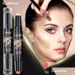Bronzers Highlighters Colorina Dubbele kop Licht Contour Rod Specar Concealer Pen Biying Stereo Shadow Bright Stick Drop deliv Dh8ti