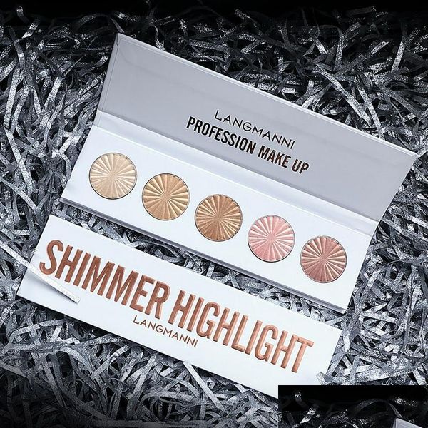 Bronzeurs Surligneurs Langmanni Eye Highlighter Poudre bronzante et visage Glow Up 5 couleurs Shimmer High Lighter Palette Cosmétiques Mak Dhecn