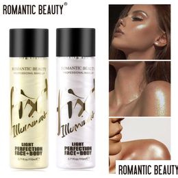 Bronzeurs Surligneurs Romantique Beauté Brume Highlight Pré-réglage Glow Spray Illuminateur Shimmer Longue Durée Éclaircir Visage Highlig Dhwpn