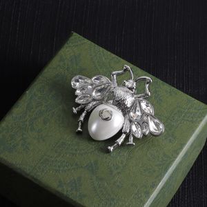 Broche designer sieraden, dames zilveren broche -bijenvormige cadeau set met diamanten en parels
