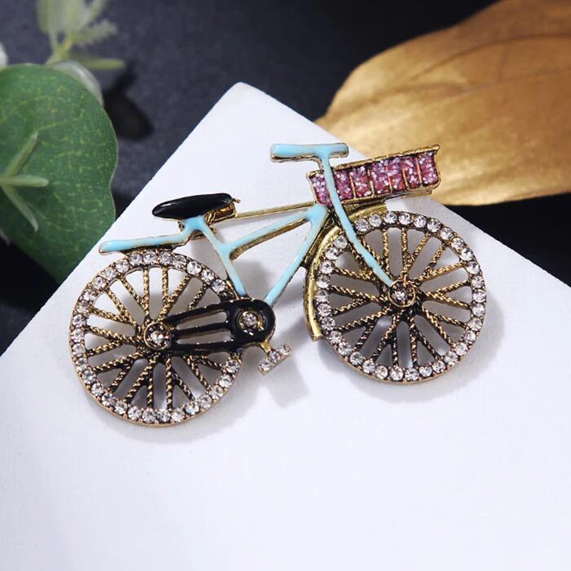Brooch, High-end Brooch Buckle, Vintage Blue Bicycle Brooch Pin, Stylish And Versatile