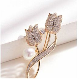 Broche Rhinestone tulpen bloembroche anti-glare pak broche kraag pin sieraden sieraden cadeau gc1910
