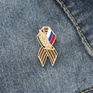 Broche Cinta Signo Insignia con Bandera Rusa Día de la Victoria de San Jorge Pin de Solapa Broches Festivos Historia Memoria Símbolo Pins GC1352