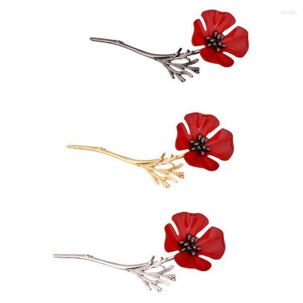 Broches 10 pièces émail épinglette bijoux rétro rouge coquelicot fleur broche costume vêtements chemise col femmes accessoires