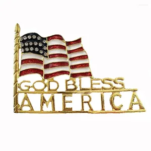 Broches 10 stks/partij Amerikaanse Patriottische Emaille God Bless Amerika Brief USA Vlag Broche Revers Pin