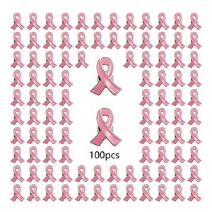 Broches 100pcs (1lot) femmes bijoux émail rose ruban broche broche survivant au cancer du sein conscience des boutons de revers d'espoir badges