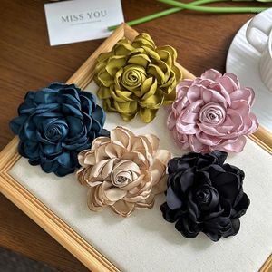 Broches Vintage en tissu fleur de Rose pour femmes, 10cm, épingles de collier de Corsage élégantes, bijoux de fête tendance, broche de mariage, 2024