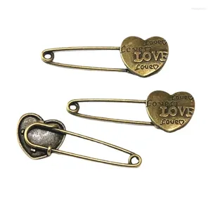 Broches 10 pièces 54 19MM Antique Bronze plaqué coeurs broches charmes bijoux à bricoler soi-même accessoires