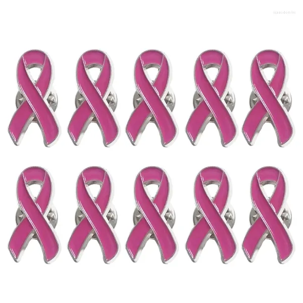 Broches 10pcs ruban rose en émail cancers de secours