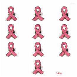 Broches 10 stcs/set dames sieraden email roze lint broche pins overleven borstkanker bewustzijn hopen revers knoppen badges