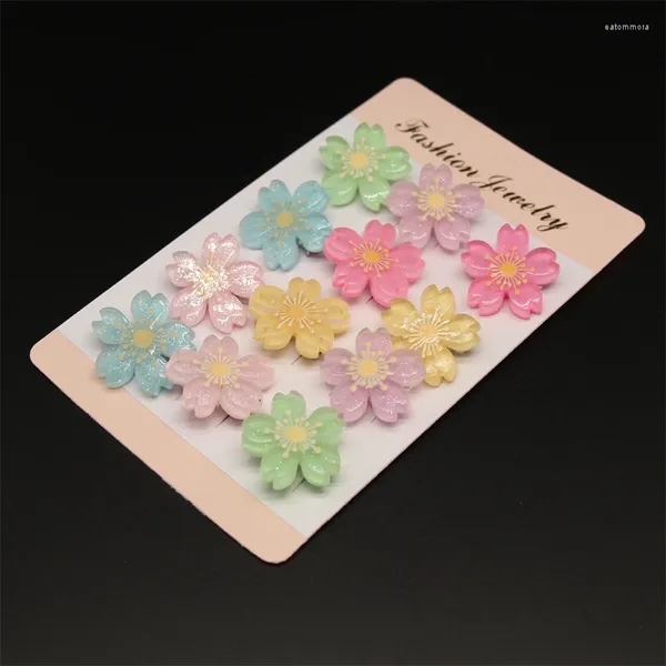 Broches 12 pièces en plastique marguerite fleur cerisier fleur combinaison broche épingles de sûreté