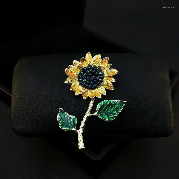 Broches 1321 Élégant tournesol vintage broche Broche pour femmes épingles en émail à fleurs haut de gamme accessoires