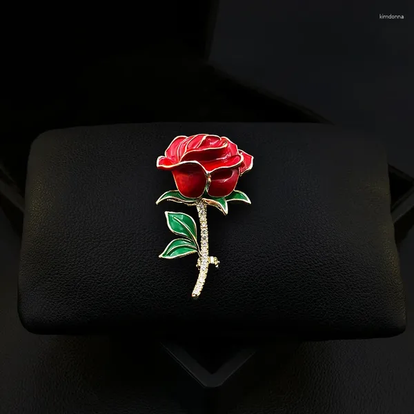 Broches 1750 exquise haut de gamme rouge Rose fleur broche femmes luxe mariage Corsage costume décolleté broche bijoux vêtements accessoires cadeau