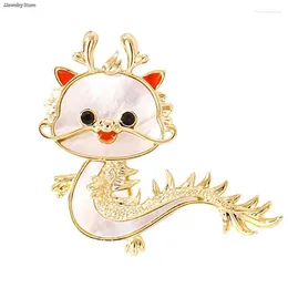 Broches 1pc Cartoon imitation shell dragon broche pour femmes chinois zodiac émail épingles