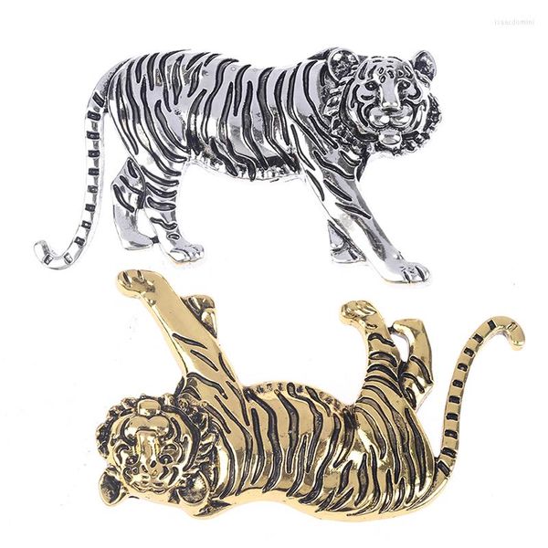 Broches 1 Uds. Tigre de acero inoxidable para mujeres y hombres broches de animales de 2 colores regalos