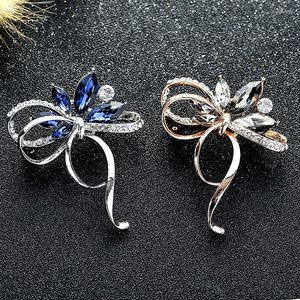 Broches 2 kleur strass bow for dames bowknot broche pin vintage mode sieraden winteraccessoires