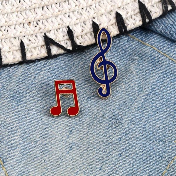 Broches 2 pièces/ensemble créatif dessin animé Note de musique émail broches mode métal Badges vêtements décoration musique broche de haute qualité