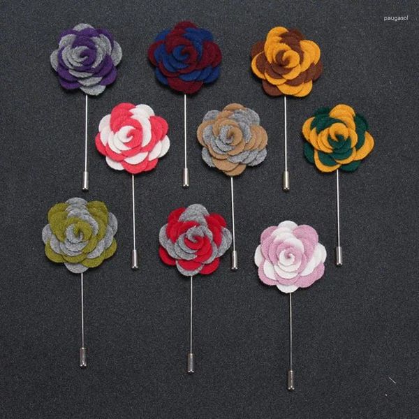 Broches 20 unids/lote hombres rosa fieltro flor solapa broche Pin traje esmoquin ramillete