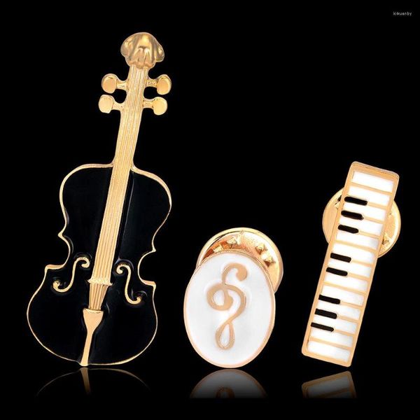 Broches 2022 mode violon symbole clavier instrument émail broche Corsage broche cadeaux pour professeur de musique chemise col décoration