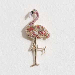 Broches 2023 Mode-sieraden Emaille Pins Metal Crystal Rhinestone Flamingo Broche Broches Vintage Dier Grote Voor Vrouwen