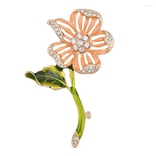 Broches 2023 joyería de moda coreano chapado en oro lindo esmalte Pin Metal cristal flor broche ramo para mujeres niñas regalo del día de San Valentín