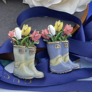 Broches 2023 broche tulipe en foret tchèque émaillée à la main pour femmes