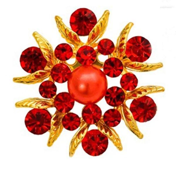 Broches 2023 rouge cristal Strass gâteau fleur broche Bouquet mariage Strass robe perle Broches X0873