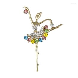 Broches 2023 Rhinestone Ballet gimnasia bailarina chica lindo para mujeres exquisito colorido Pin ramillete joyería de moda regalo