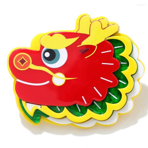 Broches 2024 Dragon de dessin animé en acrylique pour femmes Design Design Chinese Year Dragonfly Brooch Pin Gifts Bijoux