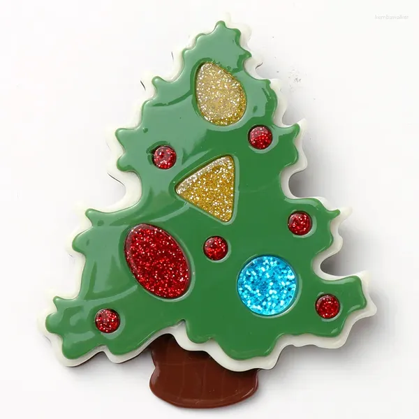 Broches 2024 acrílico árbol de Navidad pines para mujeres lindo gran broche de resina decoraciones joyería de moda regalos