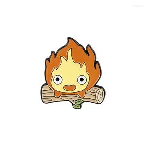 Broches 2024, Pin esmaltado de Calcifer, broche de Anime japonés personalizado de elfo del fuego, insignia para solapa, regalo de joyería de dibujos animados para niños y amigos