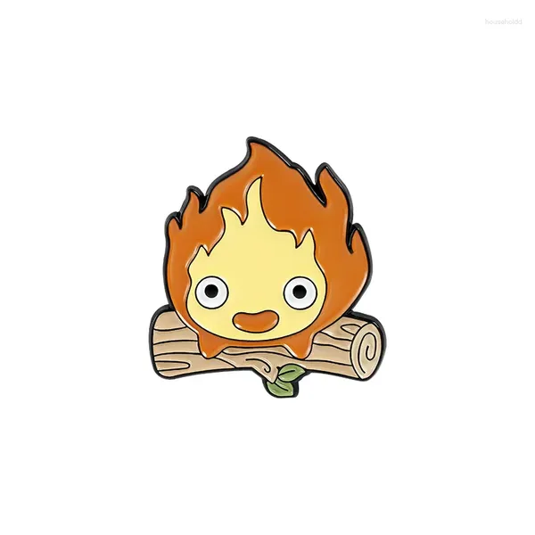 Broches en émail Calcifer, personnalisé, elfe de feu, broche de dessin animé japonais, Badge de revers, bijoux de dessin animé, cadeau pour enfants et amis, 2024