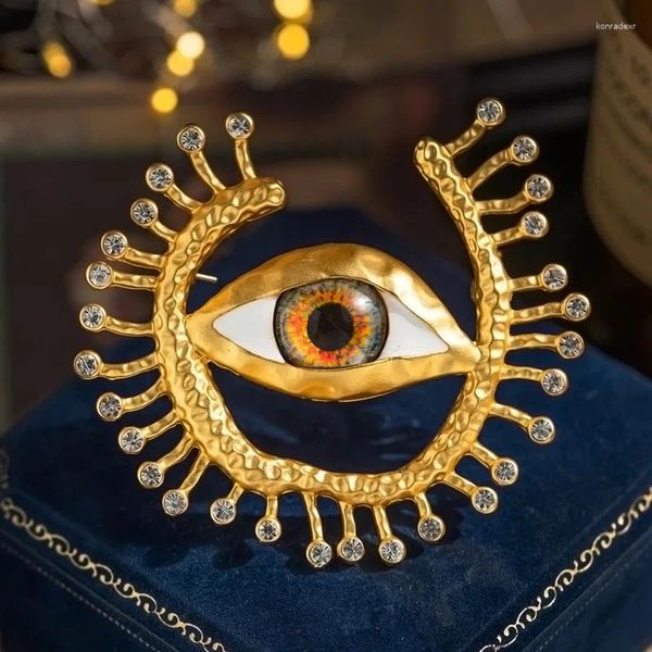 Broches 2024 broche oeil du diable exagérée yeux poitrine fleur broche pour hommes femmes unisexe bijoux rétro européen et américain