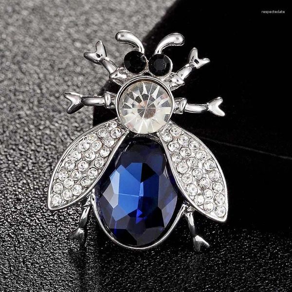 Broches 2024 Fashion Blue Color Bee Jewelry Collar clip de cuello de la mujer Decoración de la decoración de la capa para amigos Reino Unido