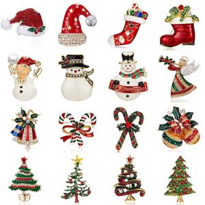 Broches de noël pour hommes et femmes, mode bonhomme de neige, arbre de père noël, cloche de cerf, chapeau en émail, broche, bijoux cadeaux de fête, 2024