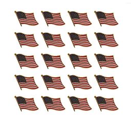 Broches 20pcs / 1Lot American Flag Lapel Pin United States USA Hat Tie Tack Badge Soft Email Metal