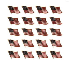 Broches 20pcs / 1Lot American Flag Lapel Pin United States USA Hat Tie Tack Badge Soft Email Metal