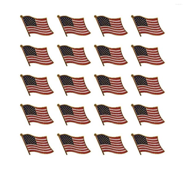 Broches 20pcs / 1Lot American Flag Lapel Pin United States USA Hat Tie Tack Badge Soft Email Metal