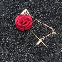 Broches 24 unids/lote Pin de solapa de flor para hombre con cadena accesorios de traje de boutonniere de boda