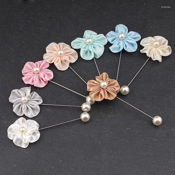 Broches 2 uds encanto cinta para mujer flores hechas a mano hombres traje suéter camisa solapa Pins boda fiesta accesorio joyería regalos Unisex