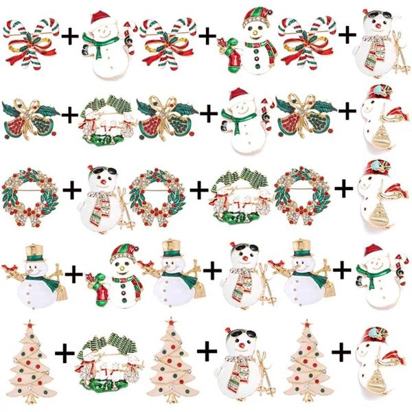 Broches 2pcs/lote aleación de Navidad Garland Bells esmaltado de árbol de nieve árbol de navidad regalo de moda para mujeres niños