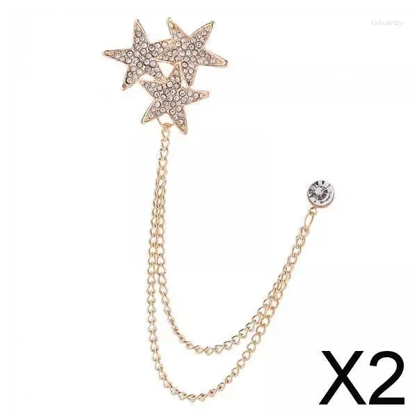 Brooches 2x Righine brillant à cinq étoiles pointues Branche de broche élégante masculine