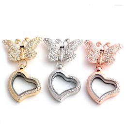 Broches 3 stcs vlinder halve strass hartglas woongeheugen geheugen gemeenterlijsten passen drijvende charmes sieraden