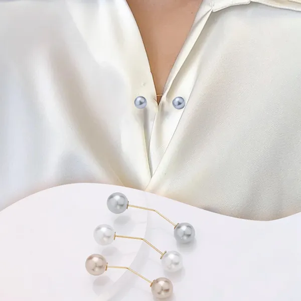 Broches 3 uds broche de doble perla alfileres antidescoloramiento exquisito elegante para mujeres suéter cárdigan Clip abrigo vestido de verano joyería