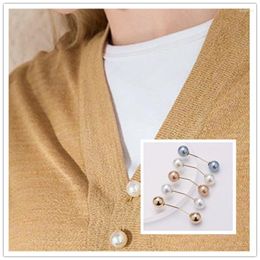 Broches 3 unids/set doble broche de perla alfileres Anti-decoloración exquisito elegante para mujeres suéter cárdigan Clip abrigo vestido de verano joyería