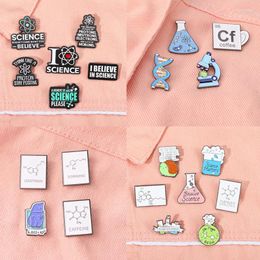 Broches 4-6 unids/set serie de ciencia de dibujos animados pines esmaltados molécula química en la ropa accesorios de joyería regalo para amigo