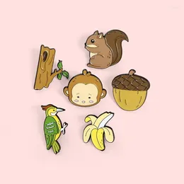 Broches 4 pcs dessin animé créatif mignon singe badge broche de bijoux broche épingles de banane pour vêtements de sac à dos