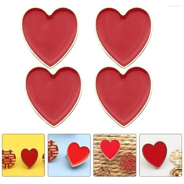 Broches 4 piezas Pin en forma de corazón Amor Ropa Broche Moda Suéter Bufandas Solapa (Rojo)