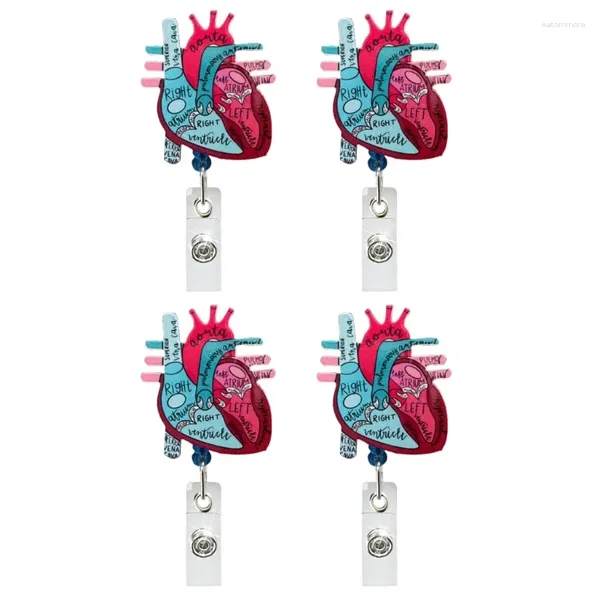 BROOCHES 4PCS Heart Thème Badge Reel for Healthcare Trearcs Nursing Nom-Nouse Holder